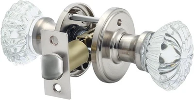 Maçaneta de porta de vidro interior com trava maçaneta de porta de níquel fosco - Imagem 1 de 4