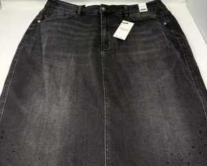 Judy Blue High Waist Midi Women’s Black Bedazzled Denim Overall Skirt 3XL NWT - Picture 1 of 14