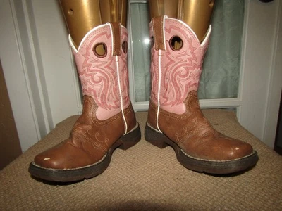 Botas Durango BT287 Western rosa bronzeado biqueira quadrada infantil tamanho 11 - Imagem 1 de 4