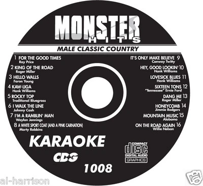   KARAOKE MONSTER HITS CD+G MALE CLASSIC COUNTRY  #1008 - Image 1 of 2