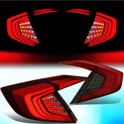 PARA HONDA CIVIC 2016-2018 SEDÁN 4 PUERTAS 3D BARRA LED ESTILO LUCES TRASERAS LUCES DE FRENO Foto 1 de 4