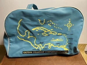 Vintage Eastern Steamship Seesack blau Reißverschluss 1950er Vinyl Kreuzfahrtschiff Boot - Bild 1 von 13