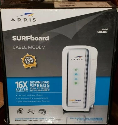 Arris SURFboard SB6183 DOCSIS 3.0 Cable Modem Approved for Cox Spectrum Xfinity - Image 1 of 4