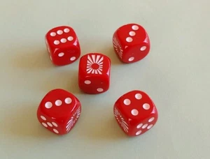 Axis & Allies Japan Rising Sun Flag 5 Dice Set 16mm RPG Imperial Japanese WWII - Picture 1 of 2