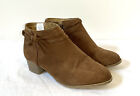Old Navy Big Girls Booties Sz 2 Brown Faux Suede Ankle Boots Fashion Zip Up Bow