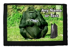 PERSONALISED GAMING GORILLA PRINT BOYS RIP WALLET BIRTHDAY CHRISTMAS GIFT - Picture 1 of 3
