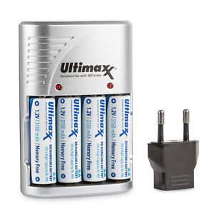 4X AA Rechargeable 3150mAh Ultra High Capacity NiMH Batteries with Charger
