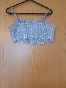 River Island Strappy Blue Crop Top Size 6 - Picture 1 of 3