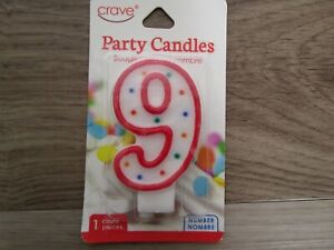 Crave Number Nine Party Candles 1 Count White And Red Cake Topper 