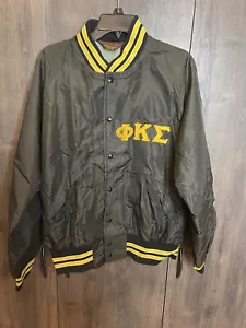Vintage Phi Kappa Fraternity Dunbrooke Satin Jacket Adult Large Black - Picture 1 of 6