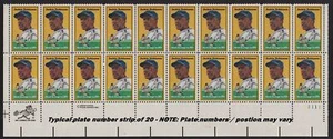 1982 Jackie Robinson Sc 2016 plate number strip of 20 MNH - Typical - Picture 1 of 1