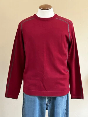 SMARTWOOL MEN'S CREW NECK SWEATER Burgundy RED w/ GREY M NWOT - Image 1 of 4