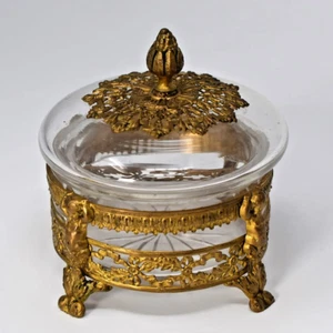 Scatola Gioielli Antica Primo Impero Bronzo e Cristallo/Francia C. 1830 - Foto 1 di 8