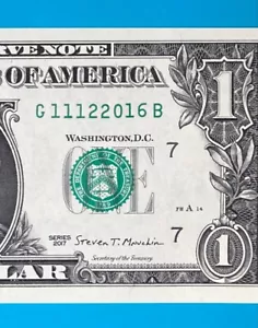 November 12, 2016 / 11 December 2016 : G 11122016 B BIRTHDAY $1 One Dollar Bill - Picture 1 of 3