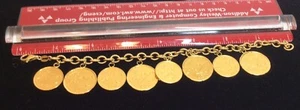 Italienisches Euro 8 Münzen Bettelarmband 14K vergoldet über Sterlingsilber 8 Zoll - Bild 1 von 5