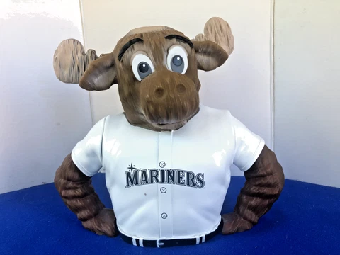 SEATTLE MARINERS Mascot Mariner MOOSE Piggy Bank Key Bank COIN BANK Euc Cover