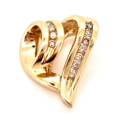 14K YELLOW GOLD 1/4CTW ROUND DIAMOND HEART SHAPED PENDANT - Image 1 of 4