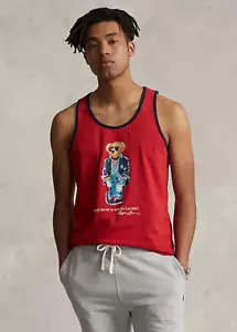 POLO Ralph Lauren Bear Men’s Red Jersey Tank Top Shirt Men's SZ M - Picture 1 of 4