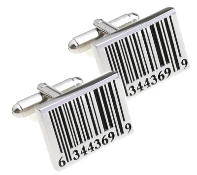 Retail Barretta Codice Classico Nero e Argento Rettangolo Gemelli Da - Immagine 1 di 4