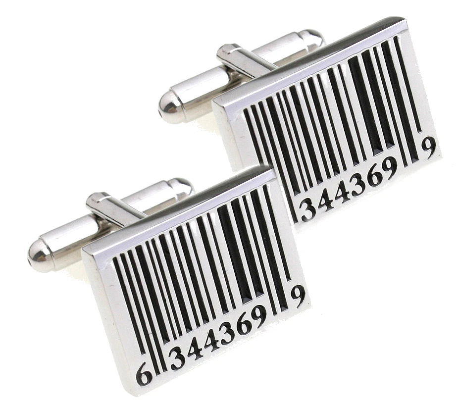 Retail Barretta Codice Classico Nero e Argento Rettangolo Gemelli Da - Immagine 1 di 4
