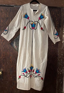 Vintage 1960s - 1970s Quilt Patchwork Midi Dress Floral Long Sleeve Size Medium - Picture 1 of 8