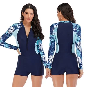 Women Swimsuit Long Sleeve Rash Guard Bathing Suit Surfing Swimwear - Picture 1 of 6