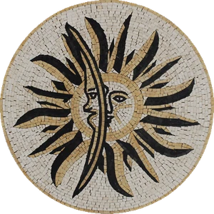 Marble Medallion Ancient Motif Mosaic 24'' Marble Mosaic - Picture 1 of 1
