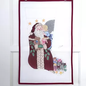 ALEXA Handpainted Needlepoint Canvas Stocking Santa Angel Stars 14 Mesh 23" FLAW - Picture 1 of 3