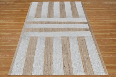 Yute Blanco Área Alfombra Mano Trenzado Dormitorio Azul Kilims Indio Cocina 8x10 - Imagen 1 de 4