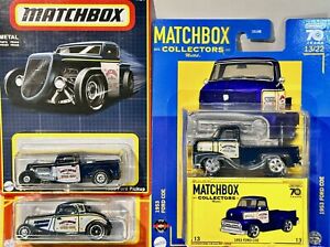 MATCHBOX RETRO SERIES 1935 FORD PICKUP, 1933 Coupe & 1953 COE Hauler Speed Shop