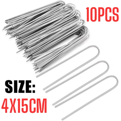 10X Heavy Duty Trampoline U-Shaped Metal Wind Stake Pegs Tent Ground Anchor UK - Image 1 of 4