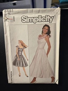 Simplicity Vintage Sewing Pattern 8481- Misses' Dress in Two Lengths - Sz 16 - Picture 1 of 3