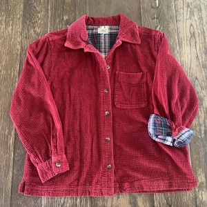 L.L. Bean Medium rot Cord Langarm durchgehender Knopf Kragen gefüttert Hemd - Bild 1 von 6