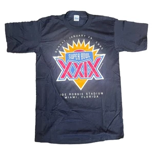 VTG Super Bowl XXIX 1995 49ers Chargers Adult XL Black T-Shirt Trench Ultra USA - Picture 1 of 9