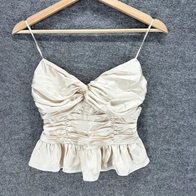Nuevo Top Express Mujer S Pequeño Beige Cuello en V Sin Mangas Correa de Espagueti Gaférica Foto 1 de 4