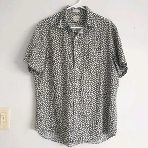 J Crew Shirt Mens M Multicolor Frogs 100%Linen Button Down Classic Fit Novelty - Picture 1 of 7