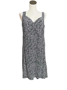 Nomadic traders dress size large rayon black White Sleeveless Back Zip Knee - Picture 1 of 9