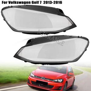2x Headlight Headlamp Lens Cover Shell Trim For Volkswagen VW Golf Mk7 2013-2016 - Picture 1 of 12