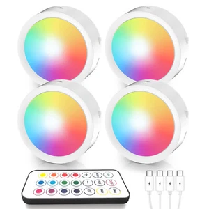 Rechargeable LED Under Cabinet Lights Dimmable Puck Lights with Remote Control - Picture 1 of 7