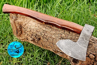 HACHA forjada a mano de acero Damasco borde afilado hecha a mano madera Viking Tomahawk Hndl 948 Foto 1 de 4