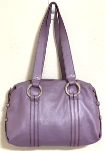 Elliott Lucca Soft Leather Lavender Shoulder Bag Large Double Handles - Picture 1 of 9