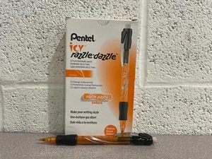 Pentel Icy Razzle-Dazzle 0.7 Automatic Pencil Orange AL27RDF Barrel Box Of 12 - Picture 1 of 4