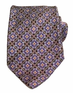 ROBERT TALBOTT TIE Floral Geometric Purple Blue Gold 4” 100% Silk Made USA - Picture 1 of 9