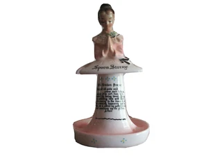 READ* Enesco Mother In Kitchen Prayer Girl Lady Dinner Pink Spoon Storage Rest - Picture 1 of 12
