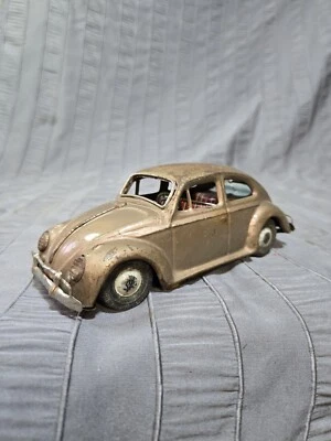 vintage 1960's Japan BANDAI friction VOLKSWAGEN BEETLE bug 8" TIN toy car VW  - Image 1 of 4