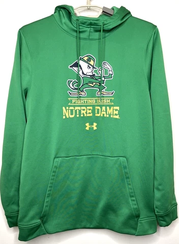 Men’s Under Armor green Notre Dame Fighting Irish Mascot pullover hoodie, Size M Cover