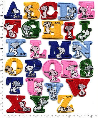 Embroidered Iron on patches Dog Snoopy Alphabet 26 Characters 1.57" AP025E1 - Image 1 of 2