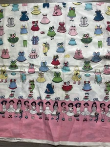 Vtg Pink Paper Doll Border Fabric Traditions Mouse Feathers #5219 1.25 Y x 45" - Picture 1 of 8