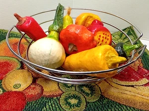 Lot-8 Faux Artificial Fruit Vegetables Peppers Glazed Paper Mache Display Decor - Picture 1 of 9