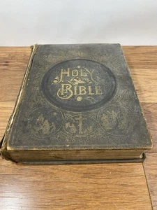 Antique 1892 Pictorial Family Holy Self Pronouncing Edition Large King James - Bild 1 von 17